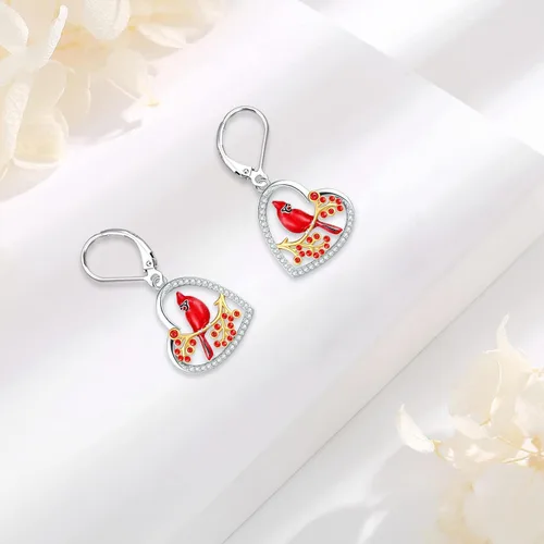 Miniatura 238 de Aretes colgantes de plata de ley con diseño de árbol de la vida, flor, abeja, animales, gato, colibrí, piedra lunar, turquesa, aretes con cierre