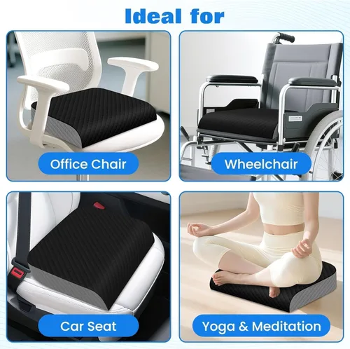 Miniatura 5 de Cojín de asiento, cojín de espuma viscoelástica para silla para aliviar el dolor de ciática y cadera, cojín antideslizante para oficina, hogar