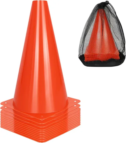 Miniatura 10 de PXZBLG 12/24/50 conos de fútbol, conos de fútbol de 17 cm, conos de tráfico de plástico, conos de entrenamiento para baloncesto, fútbol y patinaje