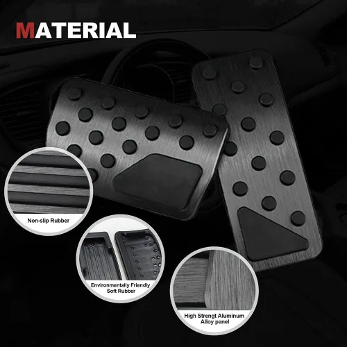 Miniatura 4 de Horry Aleación de aluminio sin perforaciones antideslizante pedal de freno cubierta de pedal de freno Kit de accesorios interiores 2 piezas