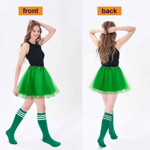 Miniatura 2 de Simplicity Conjunto de disfraz clásico de 4 capas de tul con falda tutú con calcetines de tubo para mujer