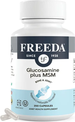 FREEDA Glucosamina MSM – Suplemento vegano de flexibilidad y movilidad articular – Glucosamina vegetariana sin mariscos – Apoya la función articular