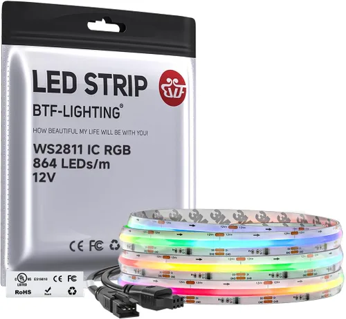 Miniatura 12 de BTF-LIGHTING FCOB WS2811 IC RGB Tira de LED COB 864LED/m Flexible Alta Densidad Luz Uniforme de Perseguida de Color DC12V 5 m 24IC/m 12mm de Ancho