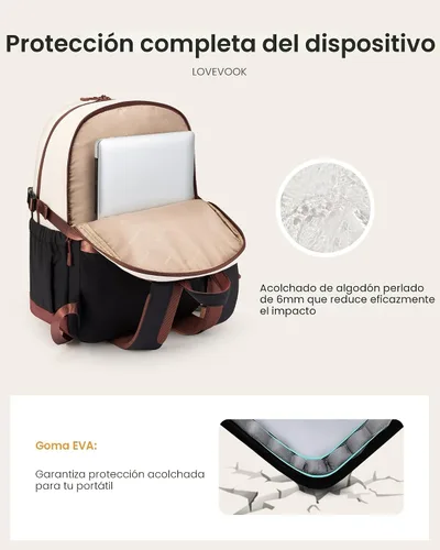 Miniatura 4 de LOVEVOOK Mochila para laptop para mujer, bolsa de computadora portátil, mochila de viaje, mochila de trabajo impermeable, bolsas para profesores