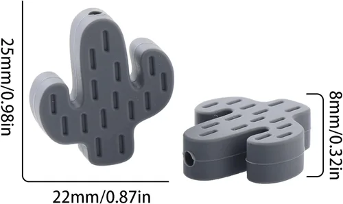 Miniatura 2 de 30 cuentas de silicona multicolor en forma de cactus para manualidades de bricolaje