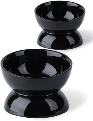 Miniatura 12 de ABRUTY Cuenco de agua para gatos, cuencos elevados de cerámica de 16 onzas, plato de comida para mascotas inclinado y elevado en 15°, antivómito