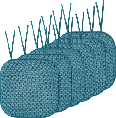 Miniatura 60 de Elegant Comfort Fundas de cojín para silla con lazos y parte trasera de goma antideslizante, espuma viscoelástica gruesa, almohadilla de cojín