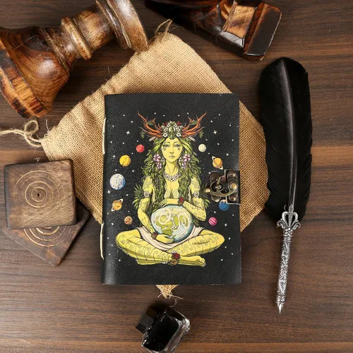 Miniatura 5 de KomalC Diario de cuero para mujeres y hombres sin forro con borde de cubierta de papel libro de sombras Hocus Pocus, cuaderno de escritura, diario