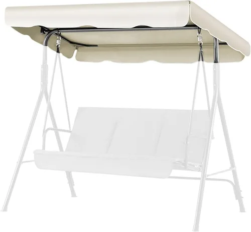 Flexzion Toldo de repuesto para columpio al aire libre – 75 x 52 pulgadas / 6.2 ft x 4.3 ft de asiento de 2 asientos, tela impermeable a los rayos