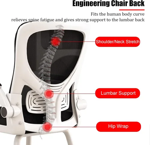 Miniatura 3 de Silla de oficina ergonómica, silla de escritorio con respaldo de malla alta con reposabrazos abatible de 90°, cómoda silla de trabajo, silla