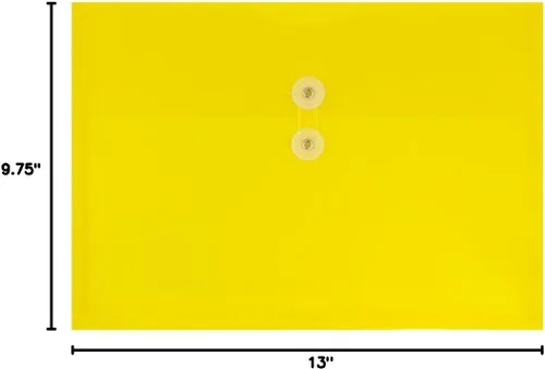Miniatura 5 de Fundas de plástico con cierre de botón y cordel para guardar documentos (12 fundas de tamaño carta), de JAM Paper, Amarillo