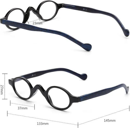 Miniatura 6 de Juego de 4 gafas de lectura retro redondas con bisagra de resorte JM para hombres y mujeres, 4 unidades mixtas 3 PAQUETES