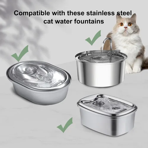 Miniatura 2 de Filtros de fuente de agua para gatos, compatibles con fuente de mascotas de acero inoxidable, 8 filtros con 8 esponjas, filtros de repuesto