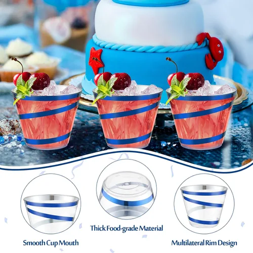 Miniatura 3 de Gejoy Tazas de plástico con borde ondulado de 9 onzas desechables para vino, elegantes tazas transparentes de Halloween para suministros de fiesta