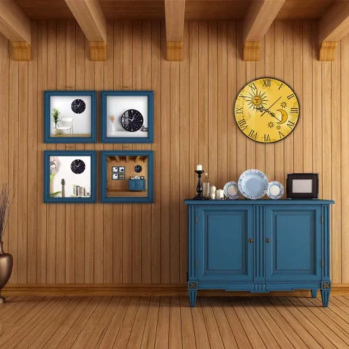 Miniatura 6 de Reloj de pared con números romanos de sol y luna de 12 pulgadas, arte bohemio de astrología celestial, cuarzo silencioso, sin tictac, vintage