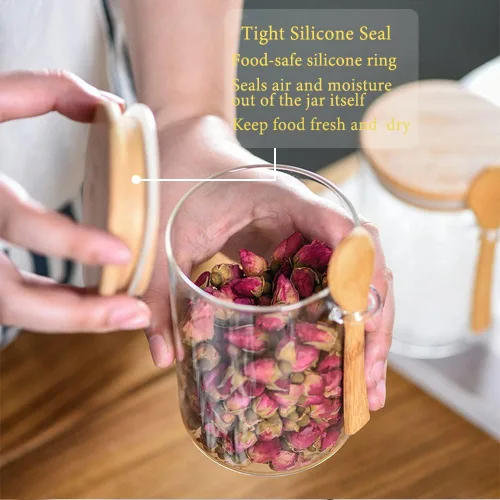 Miniatura 4 de Yalucky Tarros de especias, recipientes de avena durante la noche con tapa hermética y cuchara, juego de recipientes decorativos de cocina