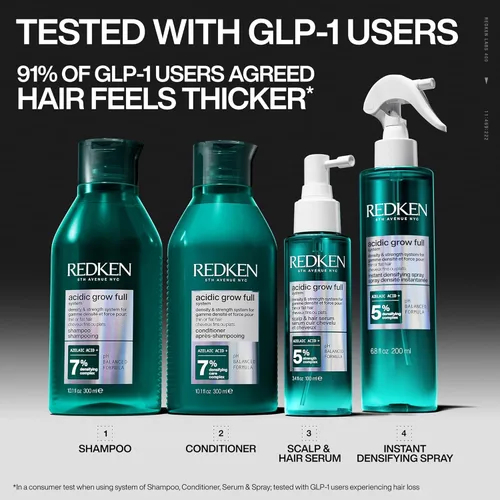 Miniatura 4 de Redken Acidic Grow Full System - Acondicionador ligero para cabello de aspecto más grueso y cuero cabelludo hidratado, con ácido azelaico