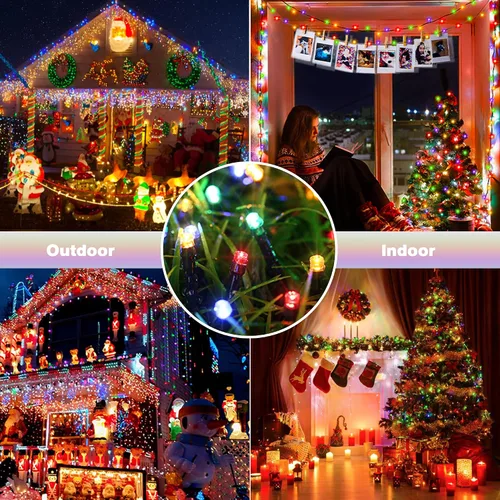 Miniatura 4 de Toodour - Luces LED de Navidad para exteriores, 131 pies, 350 luces LED para interiores con música, sensor de movimiento, luces de árbol de Navidad