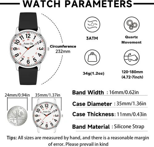 Miniatura 4 de Asan Ge Watches for Women, Fashion 3ATM Waterproof Minimalist Lightweight Easy-to-Read Analog Silicone Watch Suitable for Daily Work, Leisure