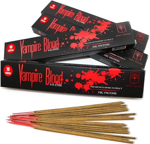 SOUL STICKS Varillas de incienso con fragancia de sangre de vampiro (paquete de 4 unidades cada 0.53 oz) de incienso de fragancia natural Agarbatti