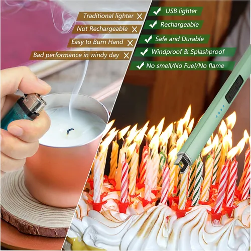 Miniatura 4 de MEIRUBY Encendedor Eléctrico de Velas, Regalos para Rellenos de Medias de Navidad para Mujeres Mamá Hombres Esposa Hermana, Encendedor USB de Arco