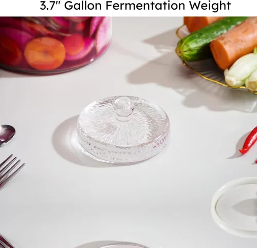 Miniatura 7 de Jillmo Peso de fermentación para frascos de galón de apertura de 3.8 pulgadas, pesos de fermentación de vidrio grandes y pesados para hacer chucrut