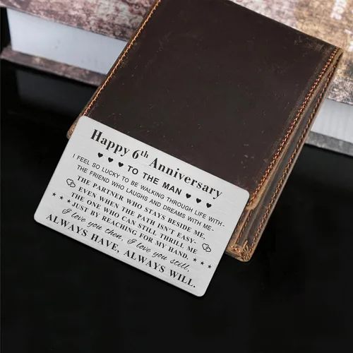 Miniatura 5 de Emideary Feliz 6 aniversario para marido y hombre, tarjeta de 6 años para aniversario de boda, tarjeta para él, esposo