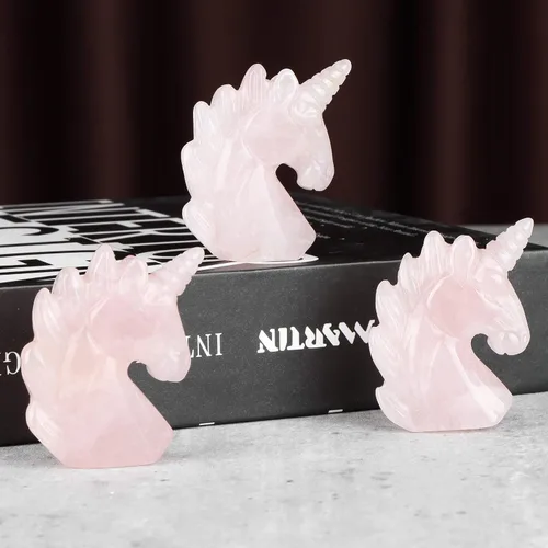 Miniatura 4 de Artistone Figuras de piedra de unicornio de jade de aventurina verde de 2 pulgadas talladas a mano, adorno de unicornio de cristal, símbolo