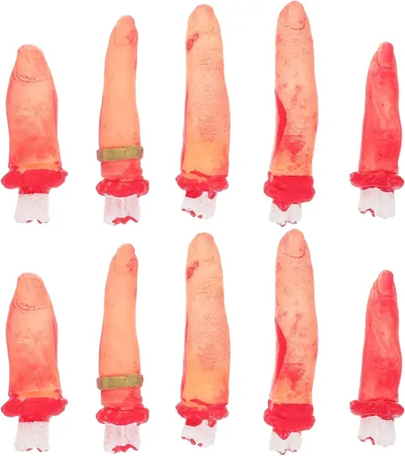 Toddmomy Juego de 2 dedos falsos para Halloween, juego de 2 dedos realistas con corte sangriento para decoración de casa embrujada y bromas de fiesta