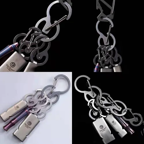 Miniatura 4 de TACRAY Juego de clips de mosquetón, llaveros de liberación rápida, ganchos de acero inoxidable con cierre de bucle, viene con 3 mini cierres