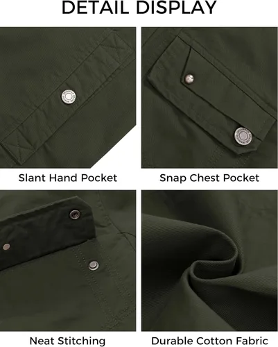 Miniatura 6 de Wantdo chaqueta cierre frontal liviana cuello parado de algodón para hombre