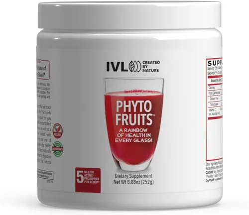 IVL - Phyto Fruits Superfood Powder - Apoya la energía - Digestivo y probiótico - Antioxidante - Vegano - 40 frutas y nutrientes más 6 cepas