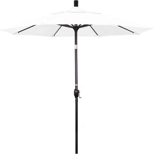 Miniatura 12 de California Umbrella Sombrilla redonda de aluminio de 7.5 pies, manivela elevadora, botón de inclinación, poste de bronce, Sunbrella Air Blue