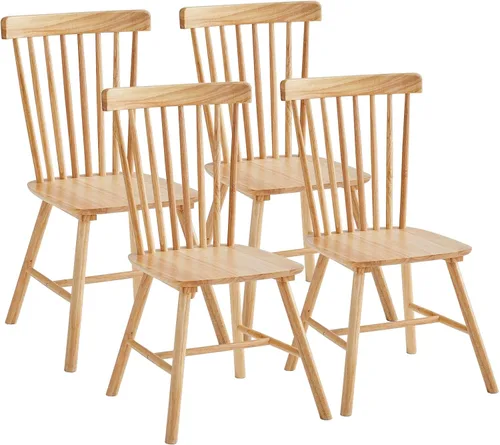 Miniatura 18 de Juego de 4 sillas de comedor tapizadas de madera maciza con asiento marrón acolchado de piel sintética para el hogar, cocina, sala de estar, comedor