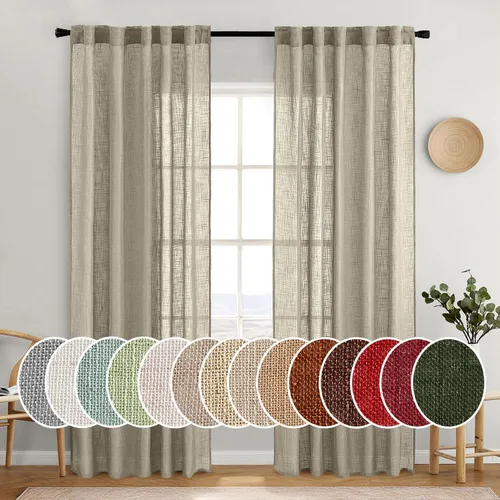 Miniatura 62 de MIULEE Cortinas de lino blanco de 108 pulgadas de largo para dormitorio, sala de estar, cortinas de ventana con textura de lino suave y grueso, Lino