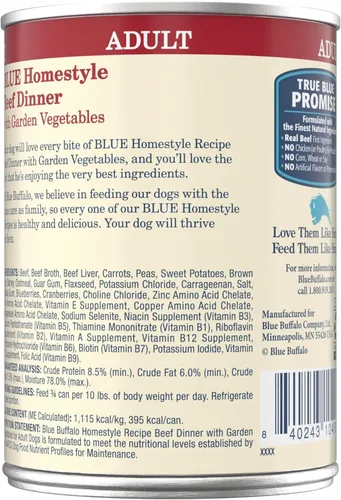 Miniatura 2 de Blue Buffalo Homestyle - Comida húmeda para perro, receta casera, alimento para perro adulto, vacuno, lata de 12.5 onzas (Paquete de 12.5)