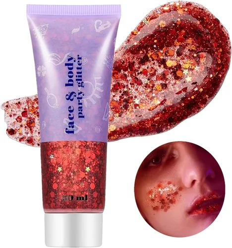 Miniatura 19 de Go Ho Gel de purpurina púrpura de sirena, purpurina holográfica para el cabello morado para niños y mujeres, lentejuelas gruesas para ojos, labios