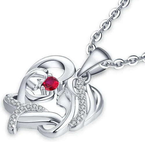 Miniatura 2 de JO WISDOM Collar de plata de ley 925 con colgante de corazón AAA, para madre e hija, regalo para mamá