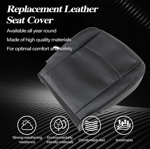 Miniatura 2 de SecosAutoparts Funda de asiento perforada de reemplazo para lado del conductor, parte inferior, de cuero negro, compatible con Dodge Ram 2500 3500