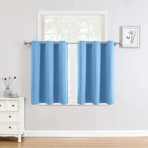 Miniatura 131 de ChrisDowa - Cortinas de cenefa pequeñas para cocina, cortinas cortas con ojales y aislamiento térmico para oscurecer la sala y habitación