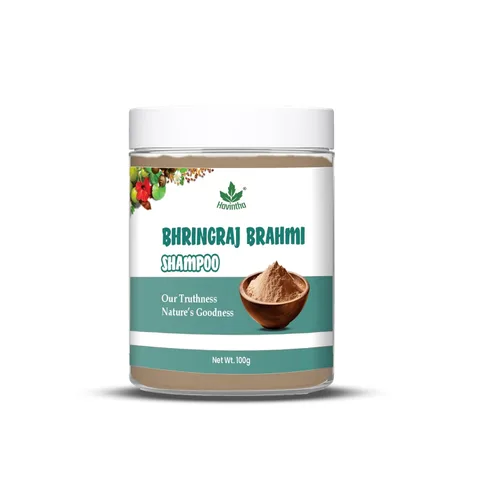 Havintha Champú natural para cabello con Amla Reetha Shikakai Methidana Hibiscus Bhringraj Brahmi y polvo de semillas de lino, 250 gm