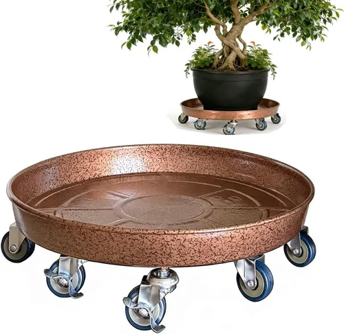 Miniatura 8 de SIAMO Carrito de plantas resistente de 14 pulgadas (capacidad de 400 libras), ruedas giratorias con cerradura antiarañazos, platillo rodante