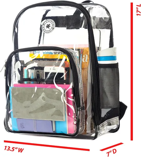 Miniatura 9 de K-Cliffs Large Transparent Backpack Clear Heavy Duty School Bag Durable Student Bookbag See Through Vinyl Daypack Workbag
