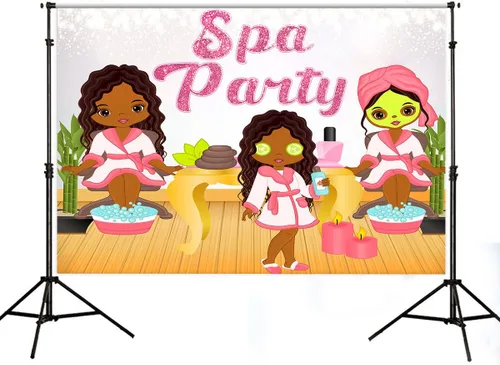 Telones de fondo de fiesta de spa para niños para fotografía de cumpleaños 10 para niñas, fiesta de spa, día de spa, telón de fondo fotográfico de