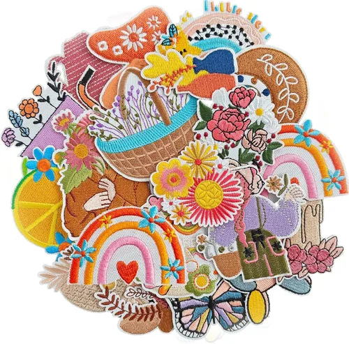Miniatura 8 de AXEN 60 parches bordados para planchar, accesorios de bricolaje, parches decorativos surtidos aleatorios, bonitos apliques de costura