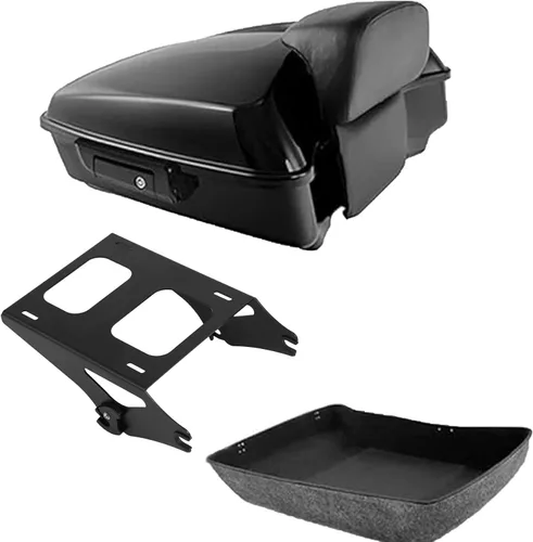 Miniatura 5 de TCMT Pestillos Negros de 10.7" para Maletero Cortado, Almohadilla de Respaldo, Luz Trasera LED con Señal de Giro Compatible con Harley Touring