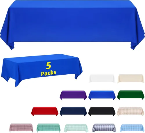 Miniatura 36 de ABCCANOPY Paquete de 3 manteles rectangulares de poliéster de 60 x 84 pulgadas, para interiores y exteriores, resistentes a las manchas, lavable