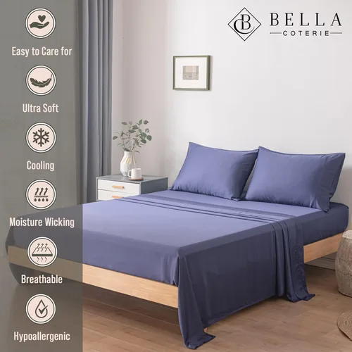 Miniatura 2 de Bella Coterie Juego de Sábanas de Viscosa de Bambú de Lujo Tamaño Queen 100% Cultivado Orgánicamente Ultra Suave Refrescante para Personas que
