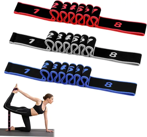 Miniatura 8 de Bandas de resistencia de fitness con asas, banda ajustable para estiramiento y yoga para todo el cuerpo, banda elástica de entrenamiento de 8