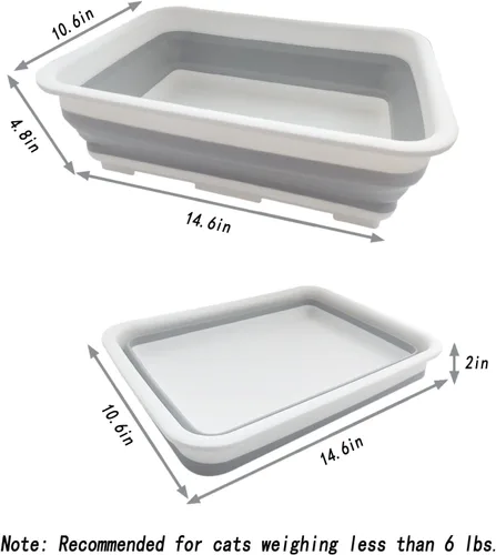 Miniatura 2 de Caja de arena plegable para gatos pequeña, 14.6 x 10.6 x 4.8 pulgadas, abierta, impermeable, de entrada baja, bandeja para orinal para gatitos